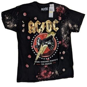 AC/DC For Those About to Rock Graphic T-Shirt Boys Size M Cannon Lightning Bolt